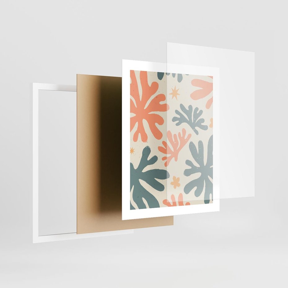 Plakat w ramie 40x50 - Boho Wybuch - boho formy, kształty - rama biała