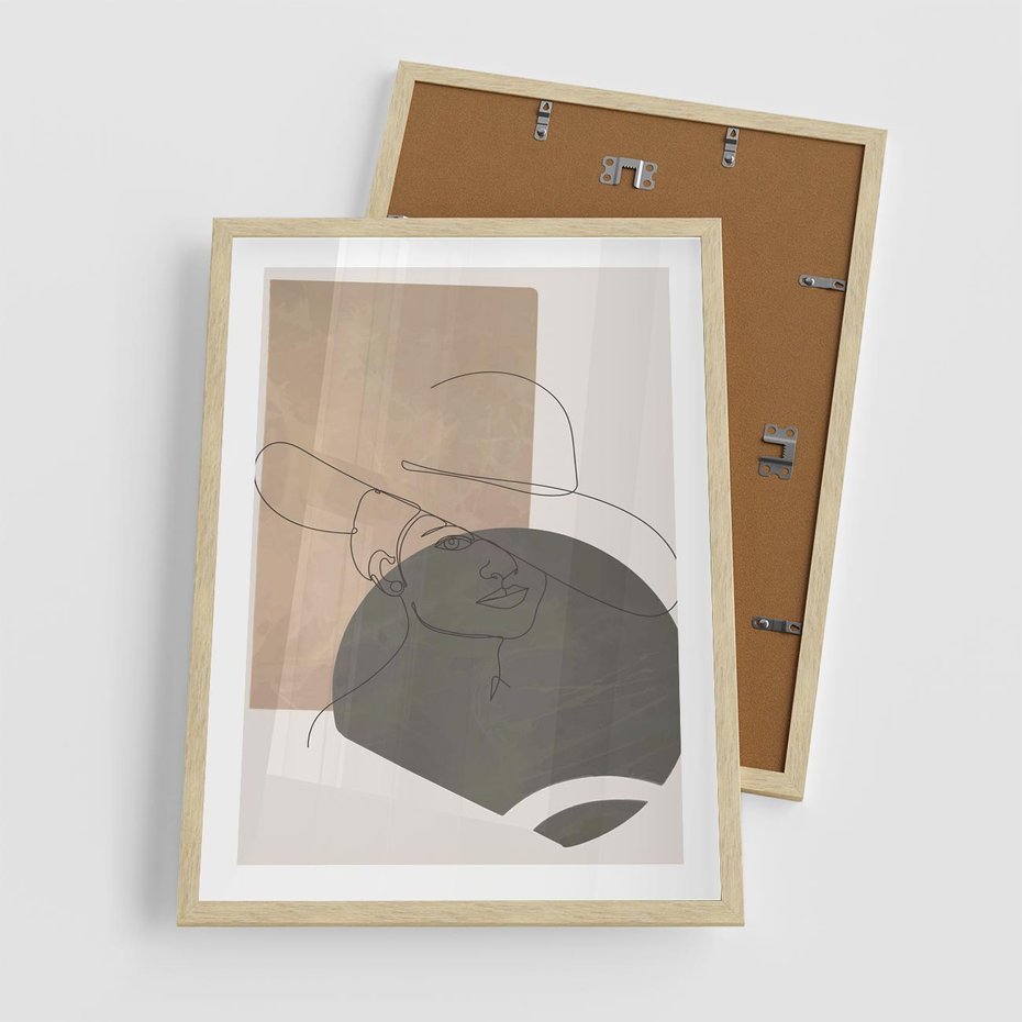 Plakat w ramie 50x70 - Geometryczna Elegancja: One Line - geometria, nowoczesna sztuka - rama drewno