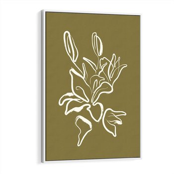 Obraz w ramie 80x120 - Przenikające Barwy - abstrakcyjna roślina, kwiaty - rama biała