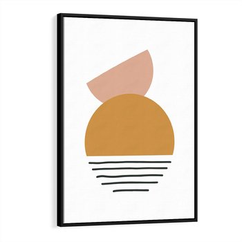 Obraz w ramie 50x70 - Kolory Przyszłości - kompozycja kół i kresek, ciepłe kolory - rama czarna