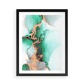 Plakat w ramie 50x70 - Marmur, Zieleń i Złoto - marmur, zieleń i złoto - rama czarna