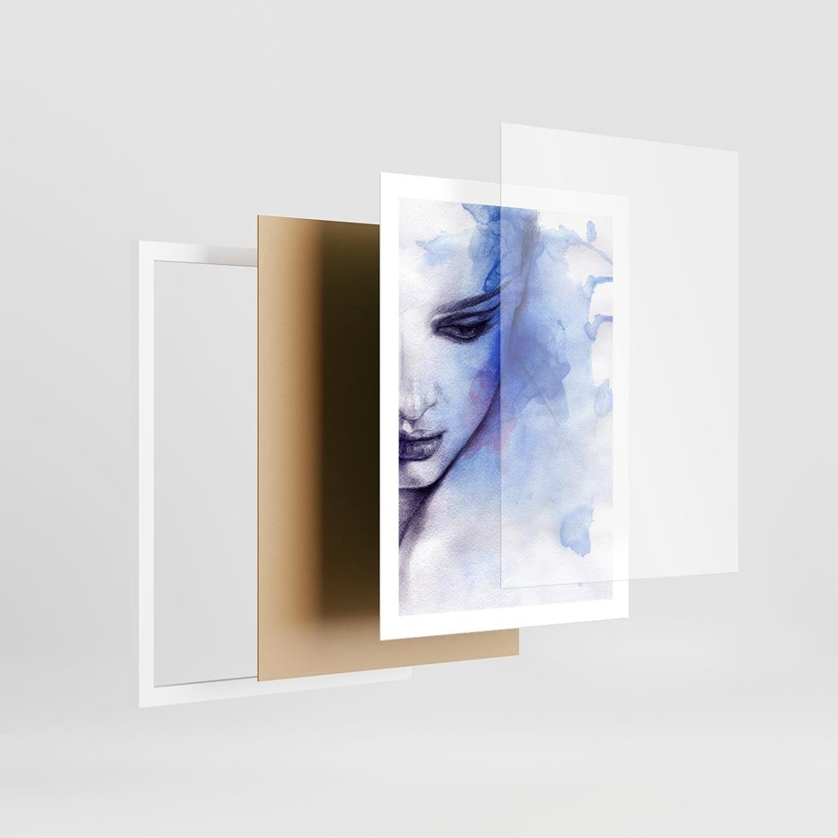 Plakat w ramie 50x70 - Graficzna magia kobiecej twarzy - grafika, kobieta - rama biała