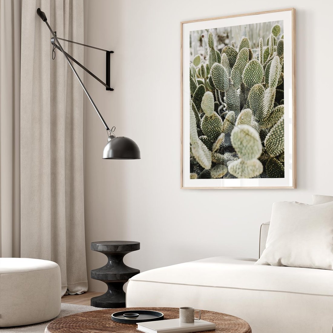 Plakat w ramie 30x40 - Kaktusowa Harmonia - kaktusy, fotografia - rama drewno