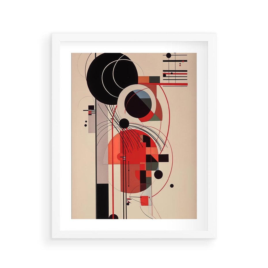 Plakat w ramie 40x50 - Rozbijające Granice Dźwięku - modernistyczny obraz, styl bauhaus - rama biała