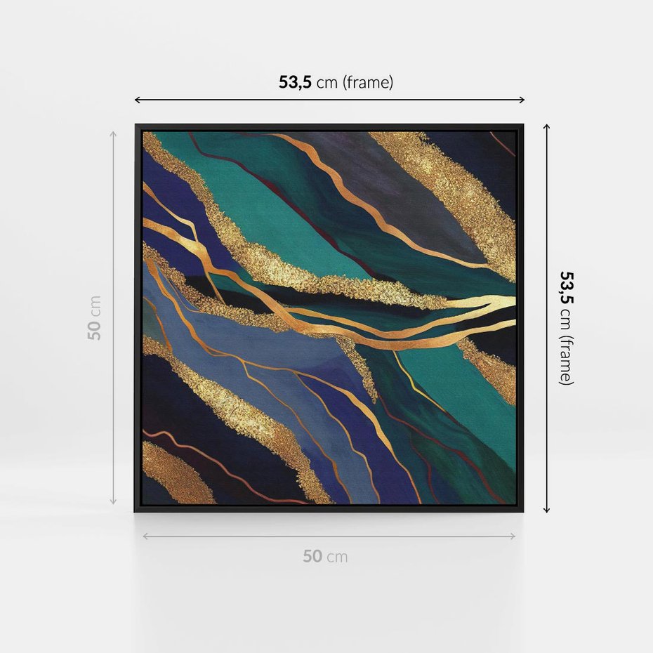 Obraz w ramie 50x50 - Sztorm malarskich emocji - marmur, abstrakcyjna grafika - rama czarna