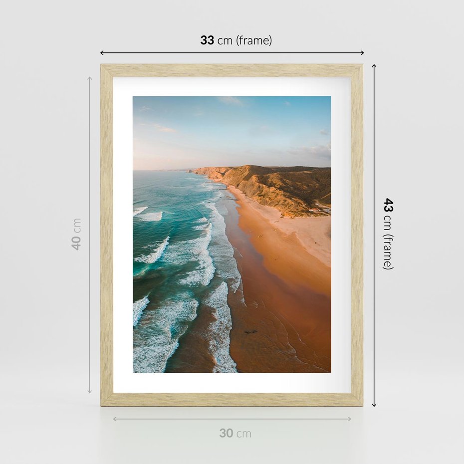 Plakat w ramie 30x40 - Z Lotu Ptaka - fotografia, plaża - rama drewno