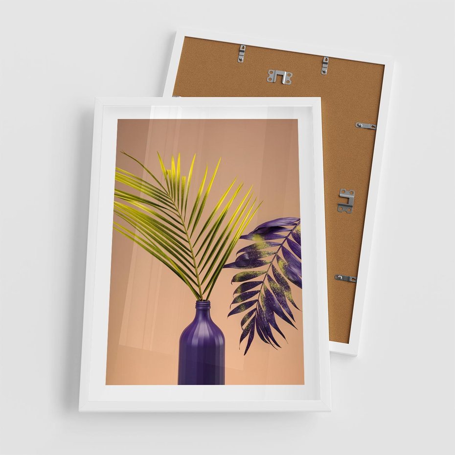 Plakat w ramie 50x70 - Delikatne Piękno - palma, pastele - rama biała