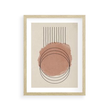 Plakat w ramie 30x40 - Migotliwe Kontury - akwarelowa plama, geometryczne szkicowane kształty - rama drewno