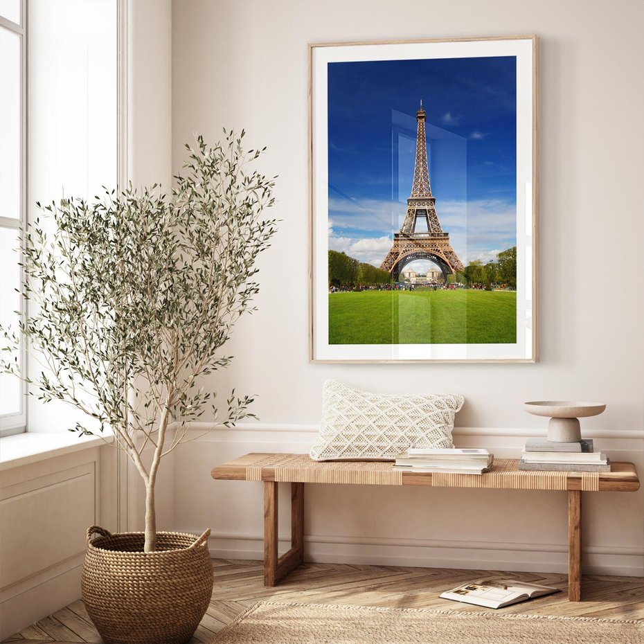 Plakat w ramie 50x70 - Eiffla: symbole Paryża - Eiffla, Paryż - rama drewno
