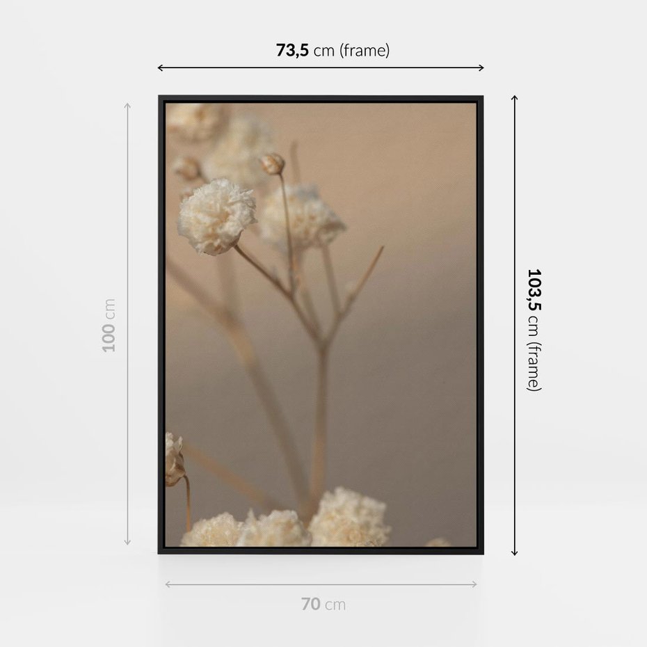 Obraz w ramie 70x100 - Subtelna gipsówka - gipsówka, suche - rama czarna