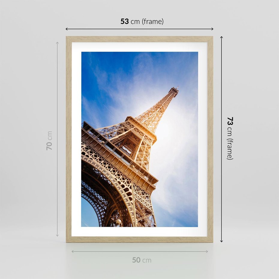 Plakat w ramie 50x70 - Eiffla - ikona Paryża - Eiffla, Paryż - rama drewno