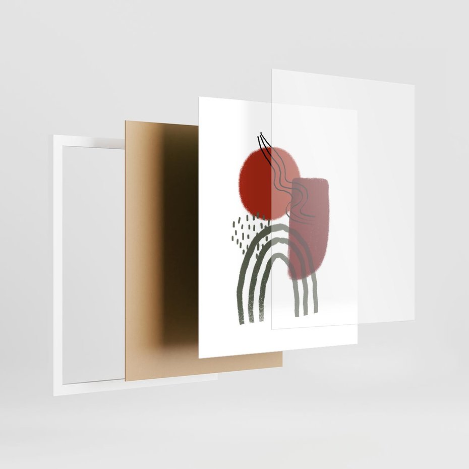 Plakat w ramie 40x50 - Abstrakcyjne Pulsacje - abstrakcyjna sztuka, boho kształty - rama biała