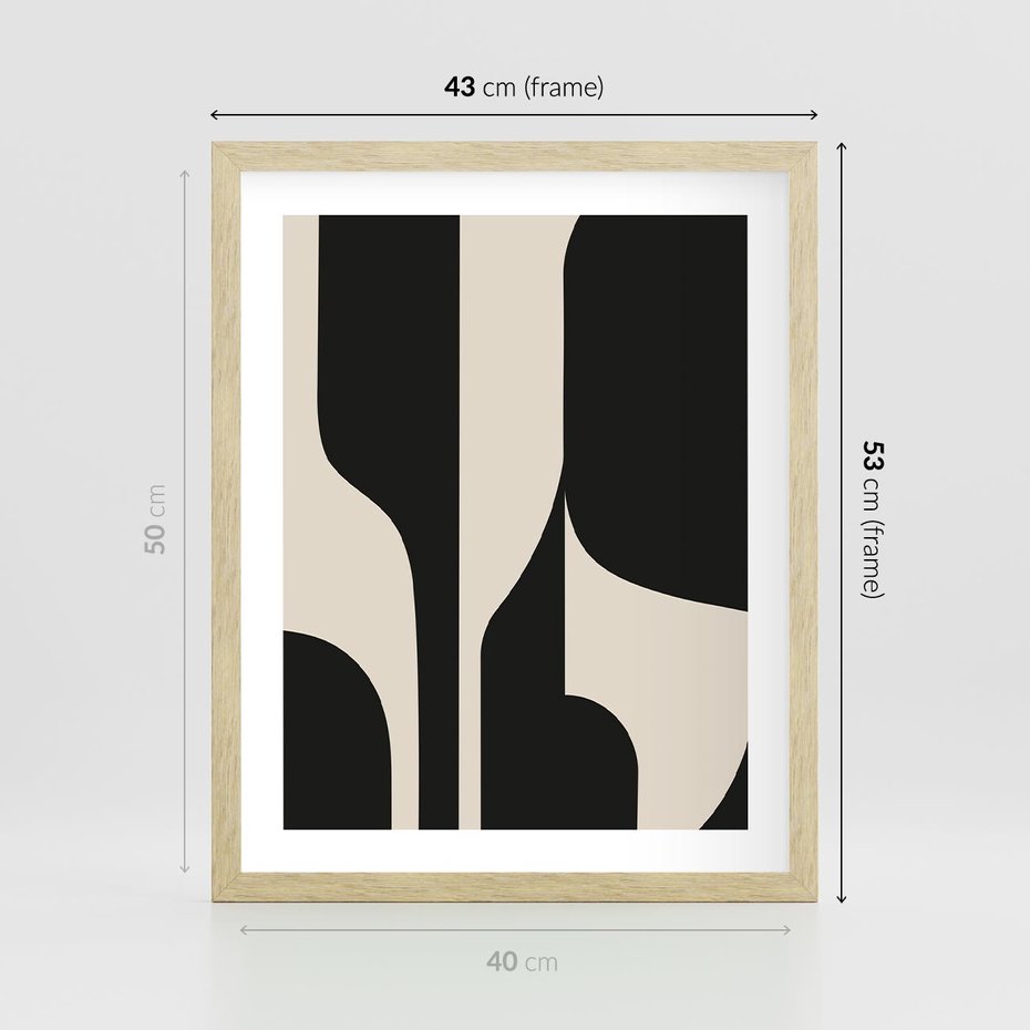 Plakat w ramie 40x50 - Abstrakcyjne Linie - boho plakat, rycina - rama drewno
