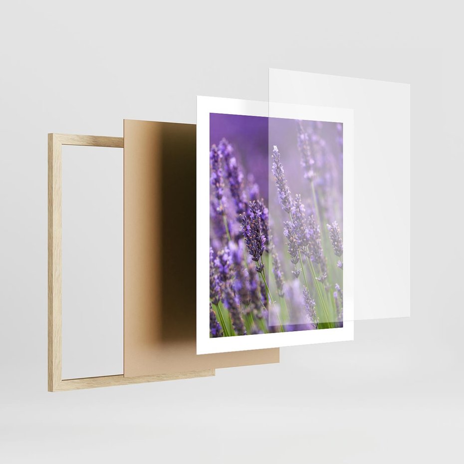 Plakat w ramie 40x50 - Urok lawendy - lawenda, kwiaty - rama drewno