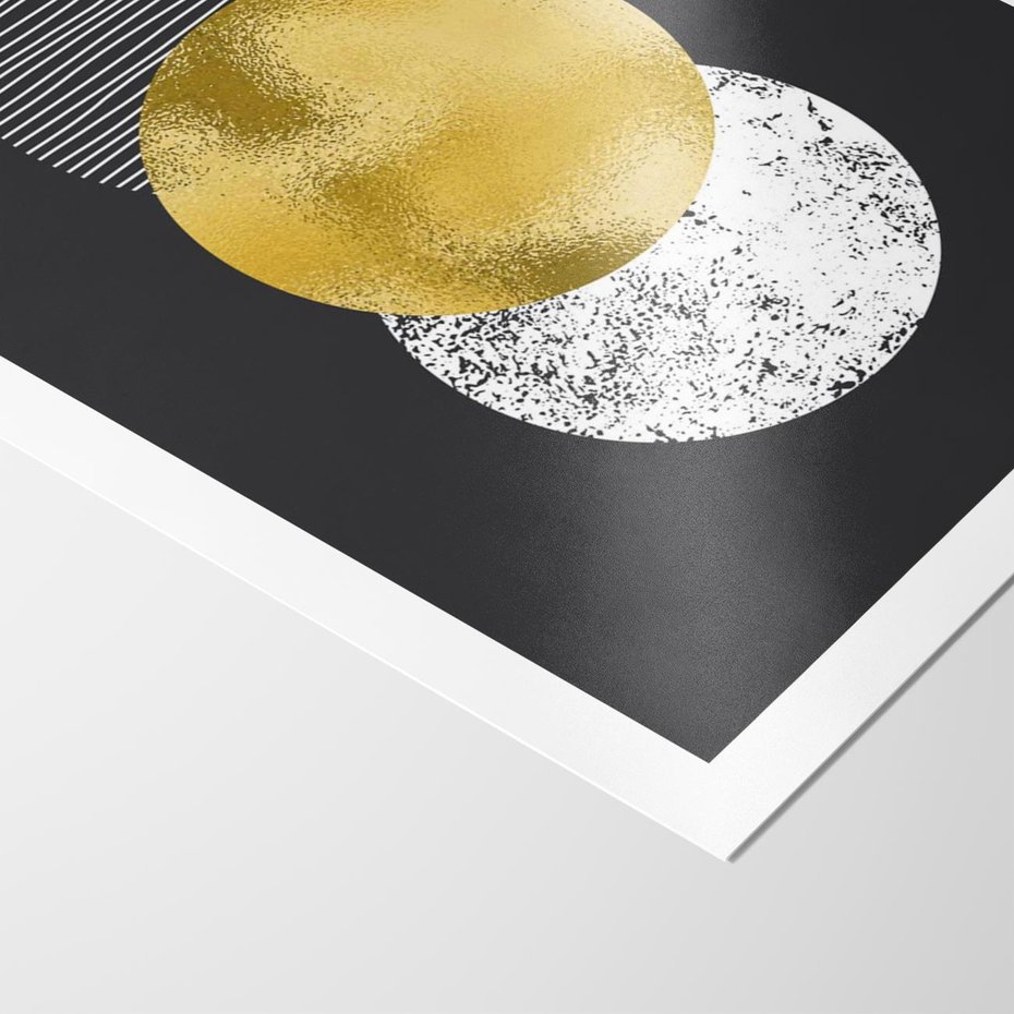 Plakat bez ramy 21x30 - Geometryczna Perfekcja: Złote Koło - geometryczna grafika, złote koło