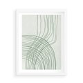 Plakat w ramie 50x70 - Migotliwa Spokojna Zieleń - zielony plakat, abstrakcyjne splątane linie - rama biała