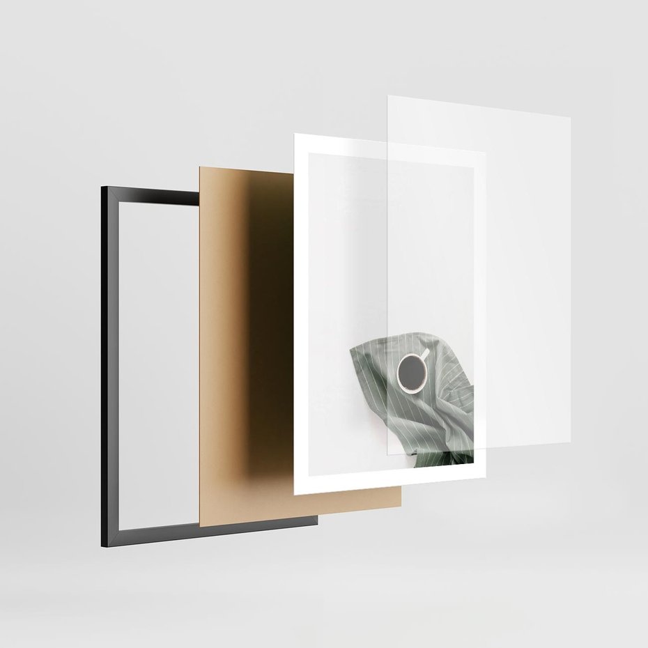 Plakat w ramie 50x70 - Poranek z Kawą - kawa, biała filiżanka - rama czarna