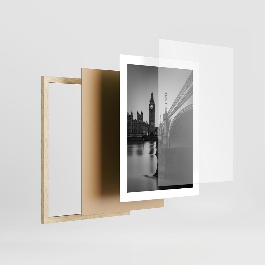 Plakat w ramie 30x40 - Majestatyczny Big Ben w Londynie - Londyn, most - rama drewno