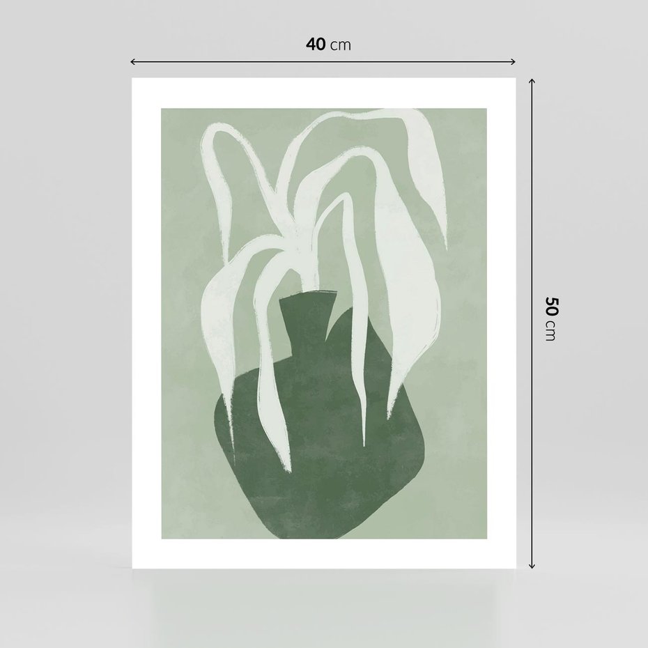 Plakat bez ramy 40x50 - Zieleń Pulsującego Spokoju - zielona abstrakcja, zgaszona zieleń