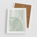 Plakat w ramie 50x70 - Migotliwa Spokojna Zieleń - zielony plakat, abstrakcyjne splątane linie - rama biała