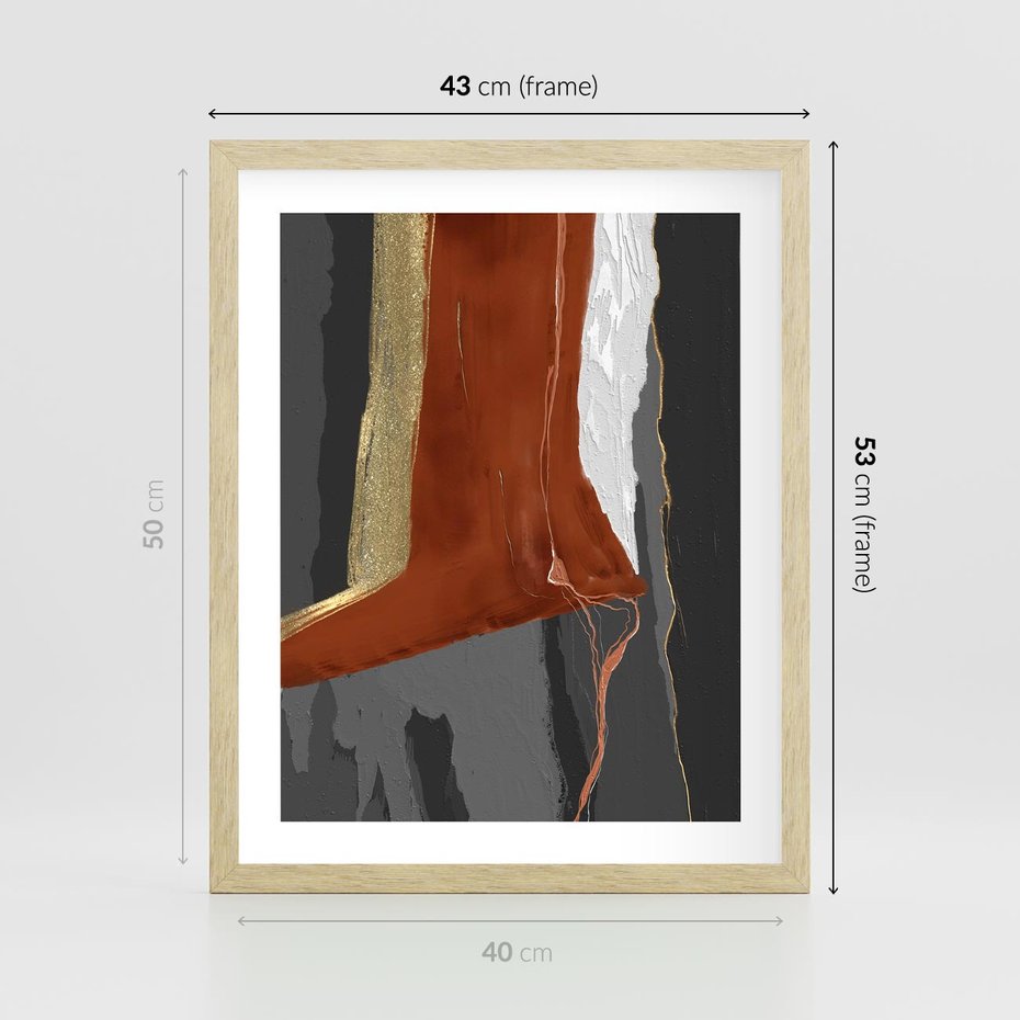 Plakat w ramie 40x50 - Abstrakcyjna impresja - abstrakcja, nowoczesny - rama drewno