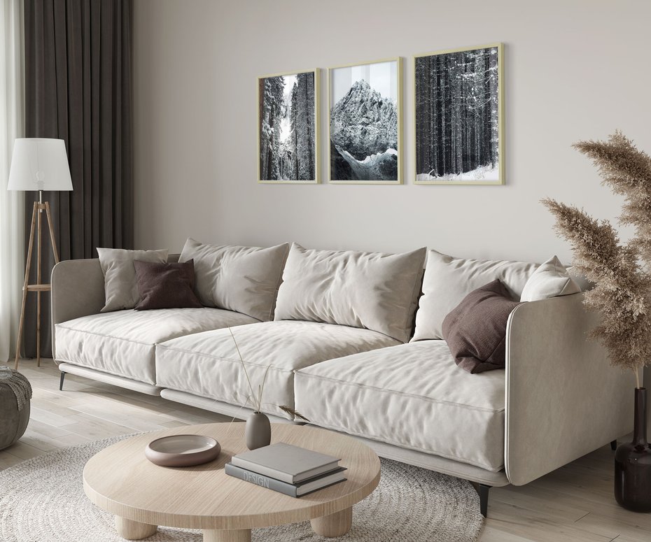 Zestaw obrazy w ramie 50x70 galeria - Zima, w, górach, las, widok - rama drewno