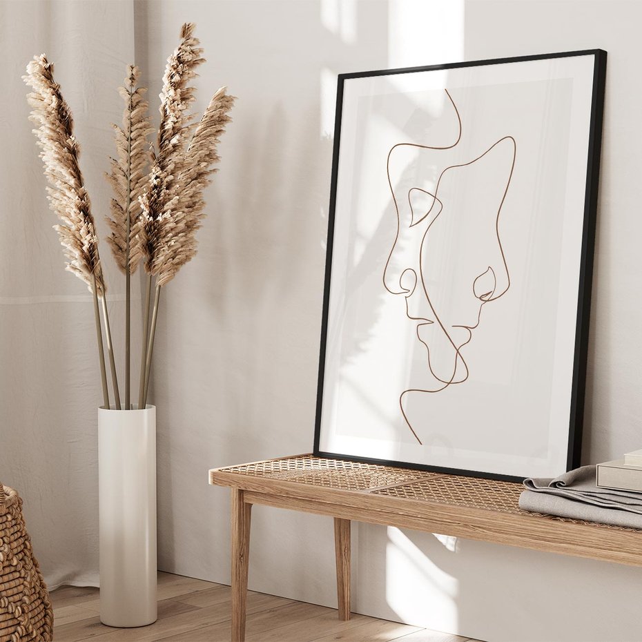 Plakat bez ramy 21x30 - Jedna Linia, Dwie Twarze - minimalistyczny plakat, dwie twarze