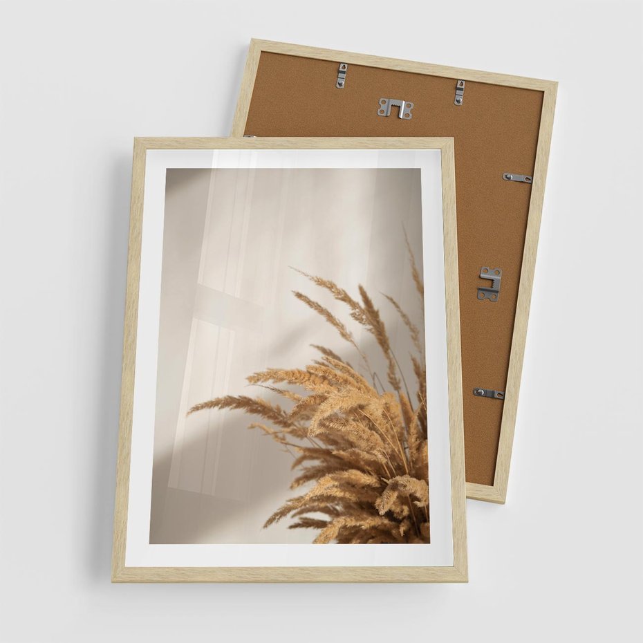 Plakat w ramie 50x70 - Swobodne trawy boho - boho, suche - rama drewno