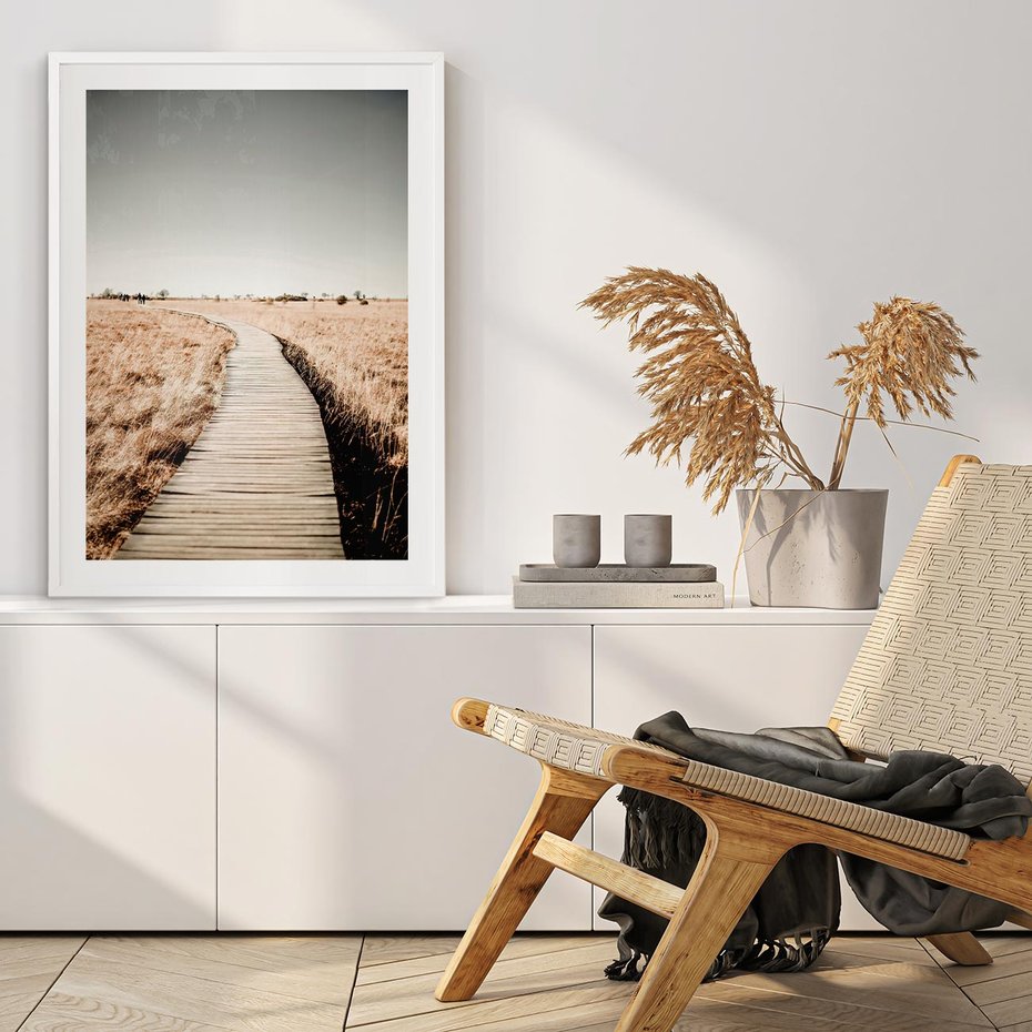 Plakat bez ramy 50x70 - Spacer Ścieżką w Suchych Trawach - ścieżka wśród suchych traw