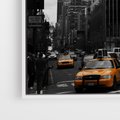 Obraz w ramie 70x100 - Nowy York, taksówka w ruchu - Nowy York, taksówka - rama biała