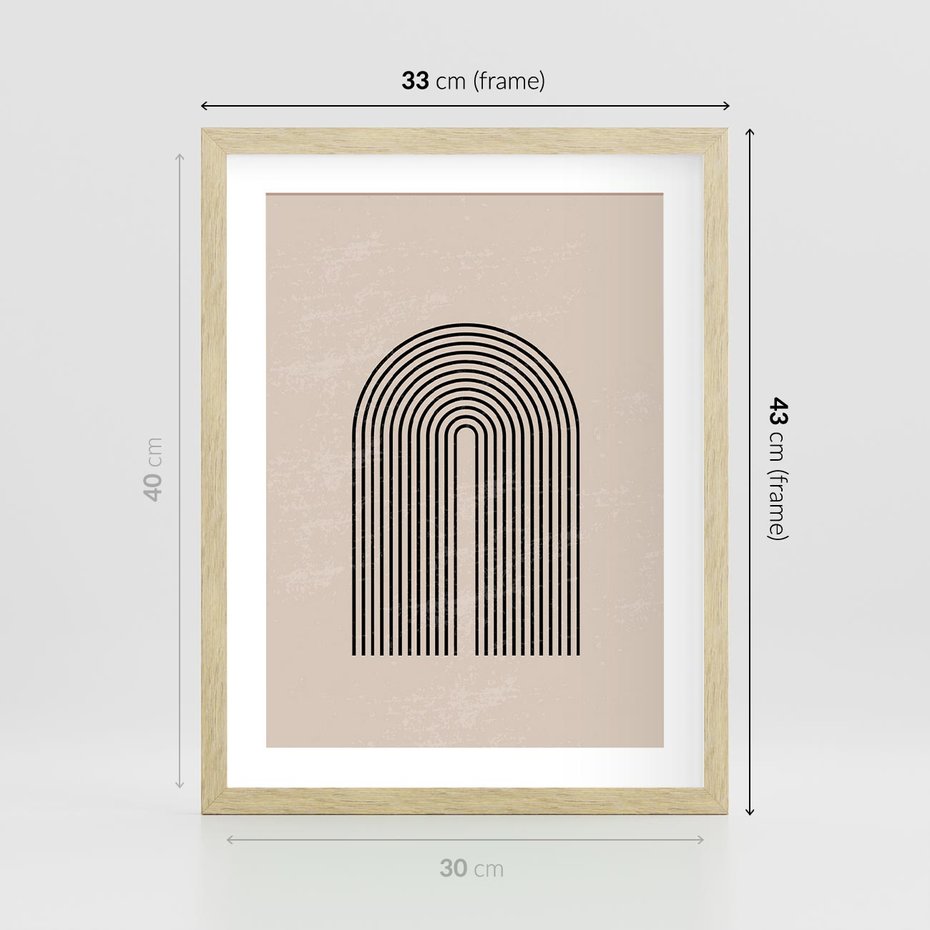 Plakat w ramie 30x40 - Migocące Echa - abstrakcyjne linie, geometria - rama drewno