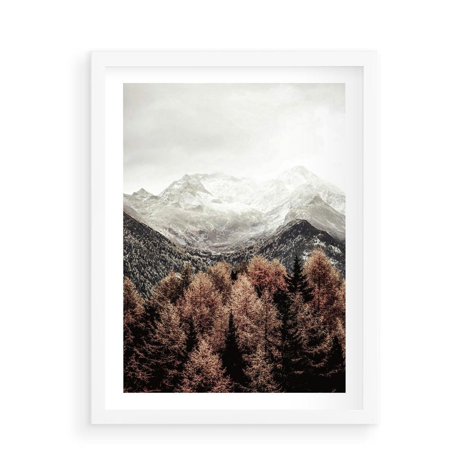 Plakat w ramie 50x70 - Jesienna Przyroda - góry, jesień - rama biała