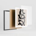 Plakat w ramie 40x50 - Strukturalne Odbicia Innowacji - zaplątane minimalistyczne linie, na bezowym tle - rama czarna