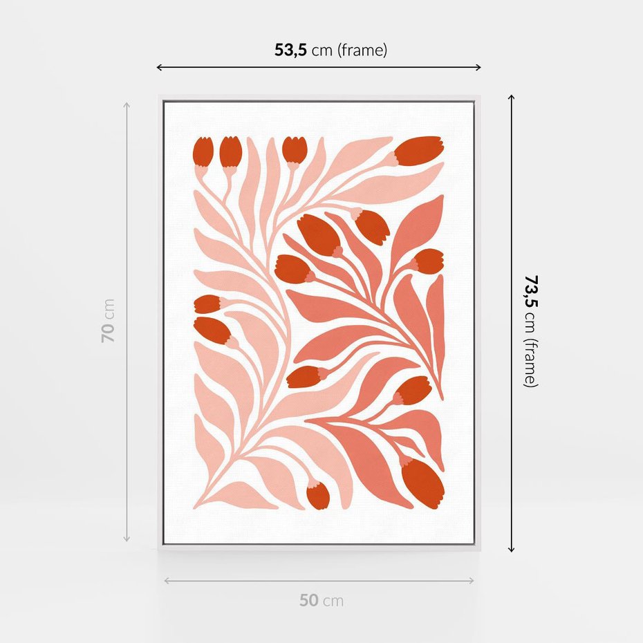 Obraz w ramie 50x70 - Nieskrępowane wyobraźnie kolorów - kwiaty, pastelowe kolory - rama biała