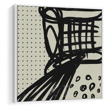 Obraz w ramie 50x50 - Złudne Kontemplacje - abstrakcyjna mroczna kompozycja, nieregularne - rama biała