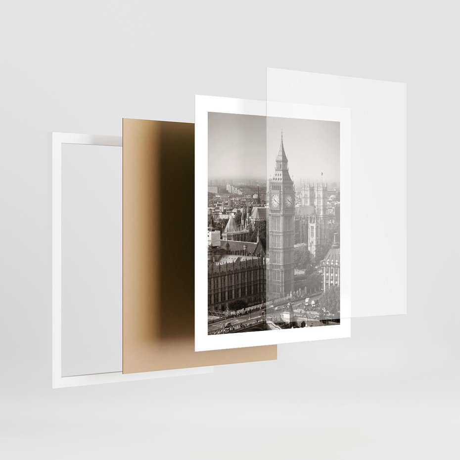 Plakat w ramie 40x50 - Magiczna esencja Londynu: Big Ben i miasto - Big Ben, Londyn - rama biała