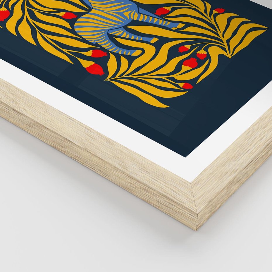 Plakat w ramie 40x50 - Wibracje Wyobraźni - zebra, granatowe tłó - rama drewno