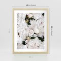 Plakat w ramie 40x50 - Modne Białe Kwiaty - białe kwiaty, płatki - rama drewno