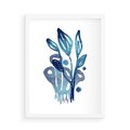 Plakat w ramie 50x70 - Akwarelowy Błękit - pastelowy, abstrakcyjny plakat - rama biała