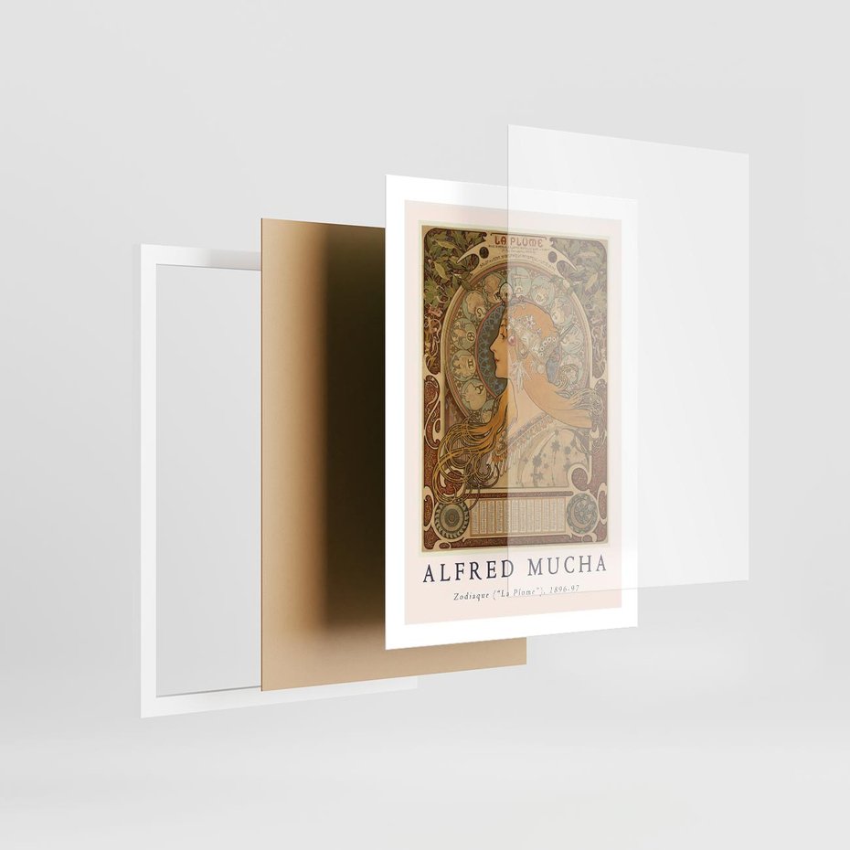 Plakat w ramie 50x70 - Mucha: Reprodukcja i Typografia na Plakacie - reprodukcja, alfons mucha - rama biała