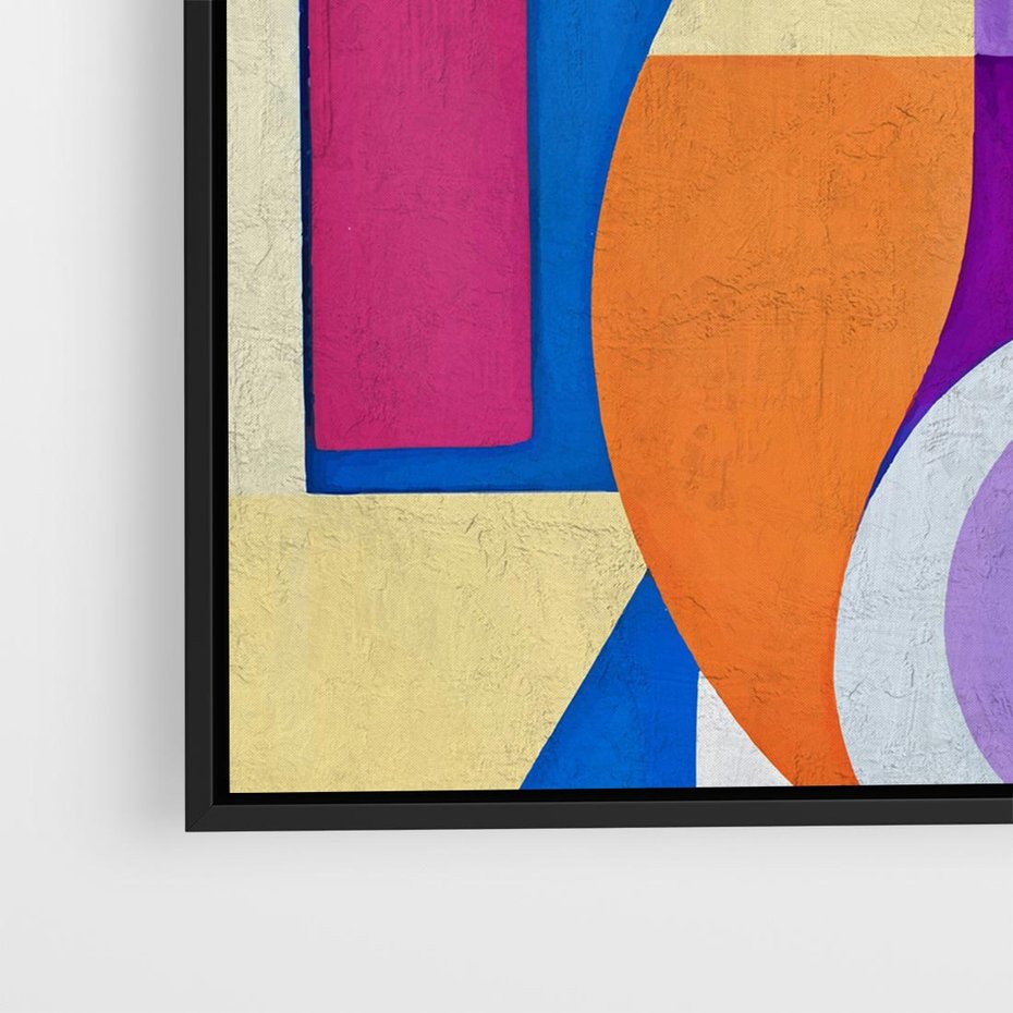 Obraz w ramie 50x50 - Migotliwe Impulsy Dźwięku - różne geometryczne formy, koła - rama czarna