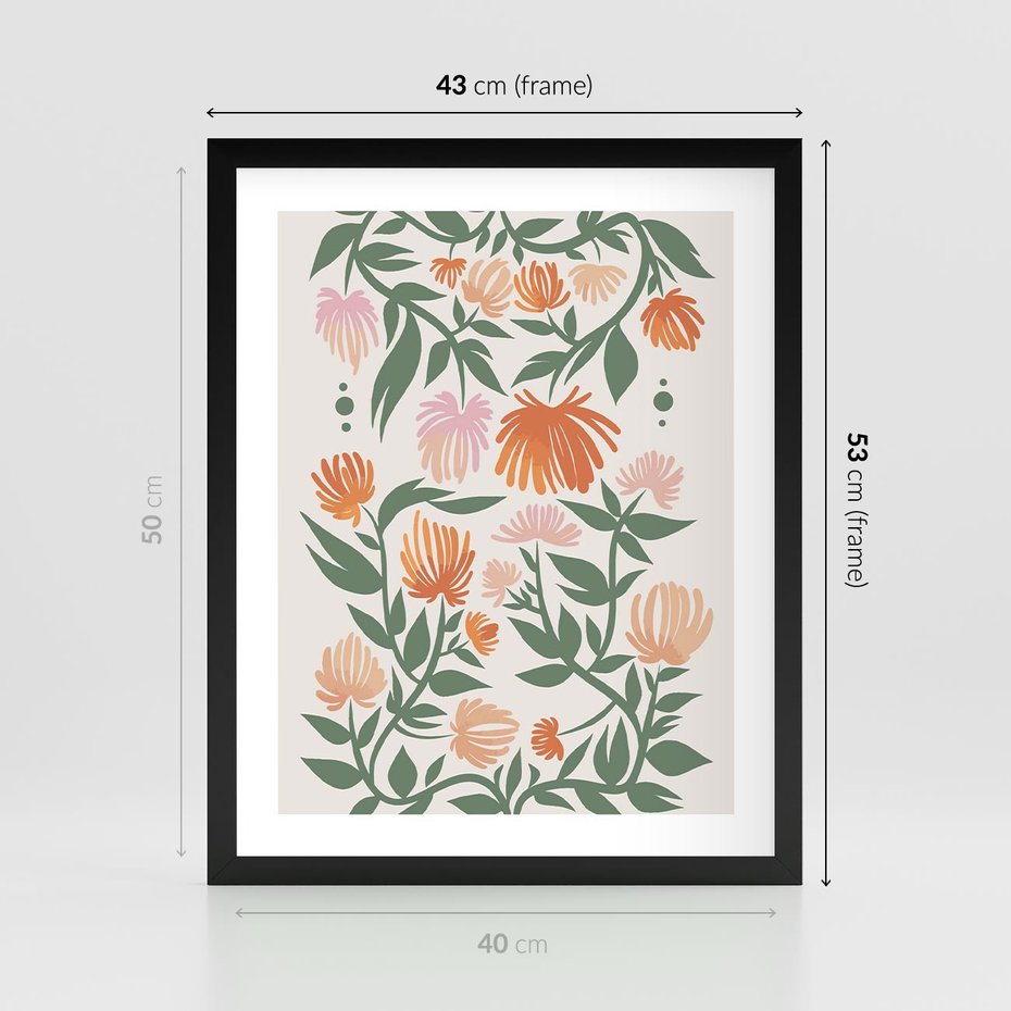 Plakat w ramie 40x50 - Kwiatowe Odbicia - kwiaty polne, plakat - rama czarna