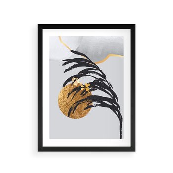 Plakat w ramie 50x70 - Palma w Szkicu - nowoczesna grafika, palma - rama czarna