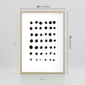 Plakat w ramie 50x70 - Refleksje Światła - minimalistyczna kompozycja, czarne kropkina białym tle - rama drewno