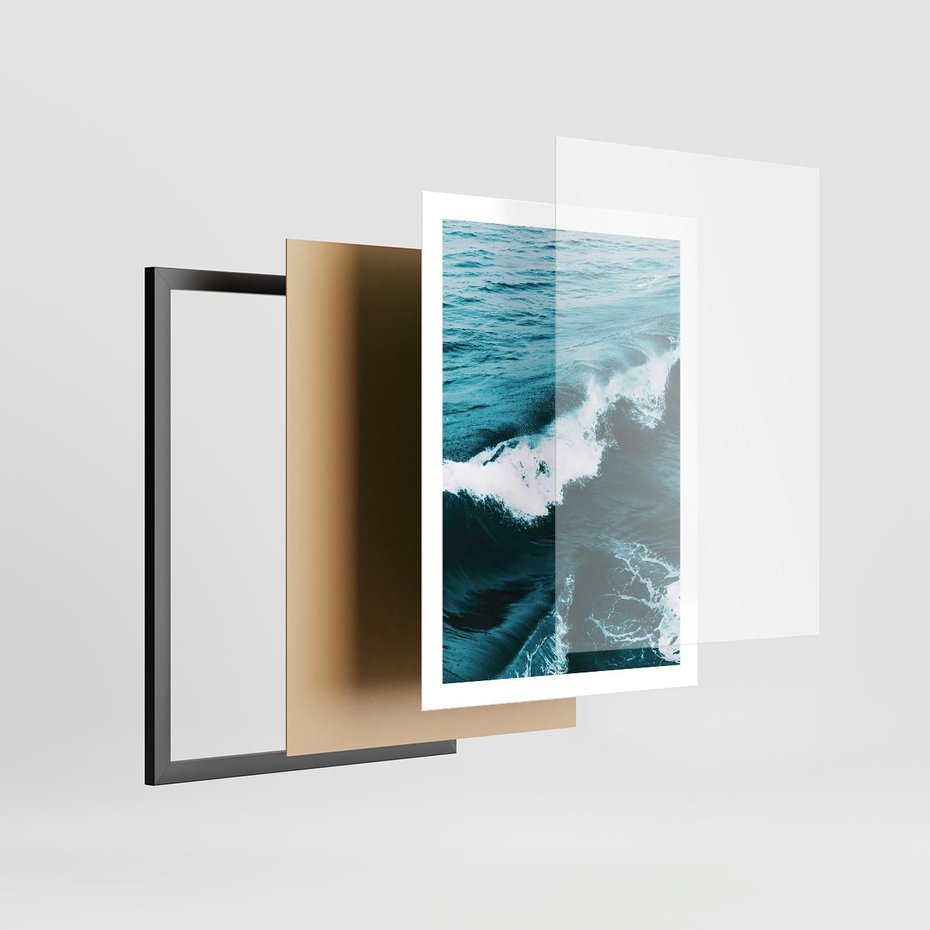 Plakat w ramie 50x70 - Wibracje Oceanu - turkusowy ocean, fale - rama czarna