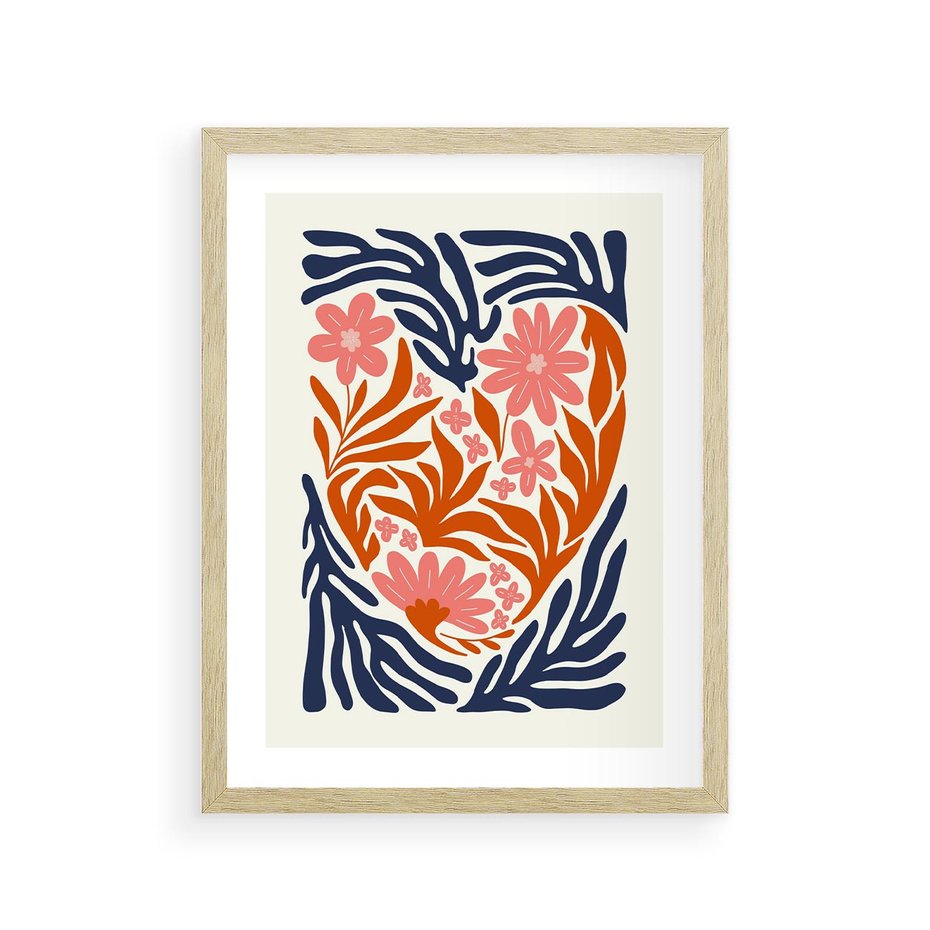 Plakat w ramie 30x40 - Kwiatami Splecione - kwiaty, nowoczesny plakat - rama drewno