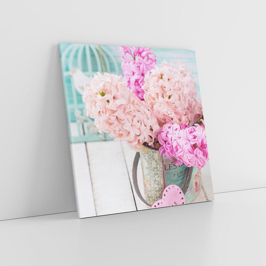 Obraz na płótnie 50x50 - Kwiatowa harmonia hiacyntów - kwiaty, hiacynty