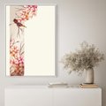 Obraz w ramie 70x100 - Rozkwitające Marzenia - japońska sztuka, ptak - rama biała