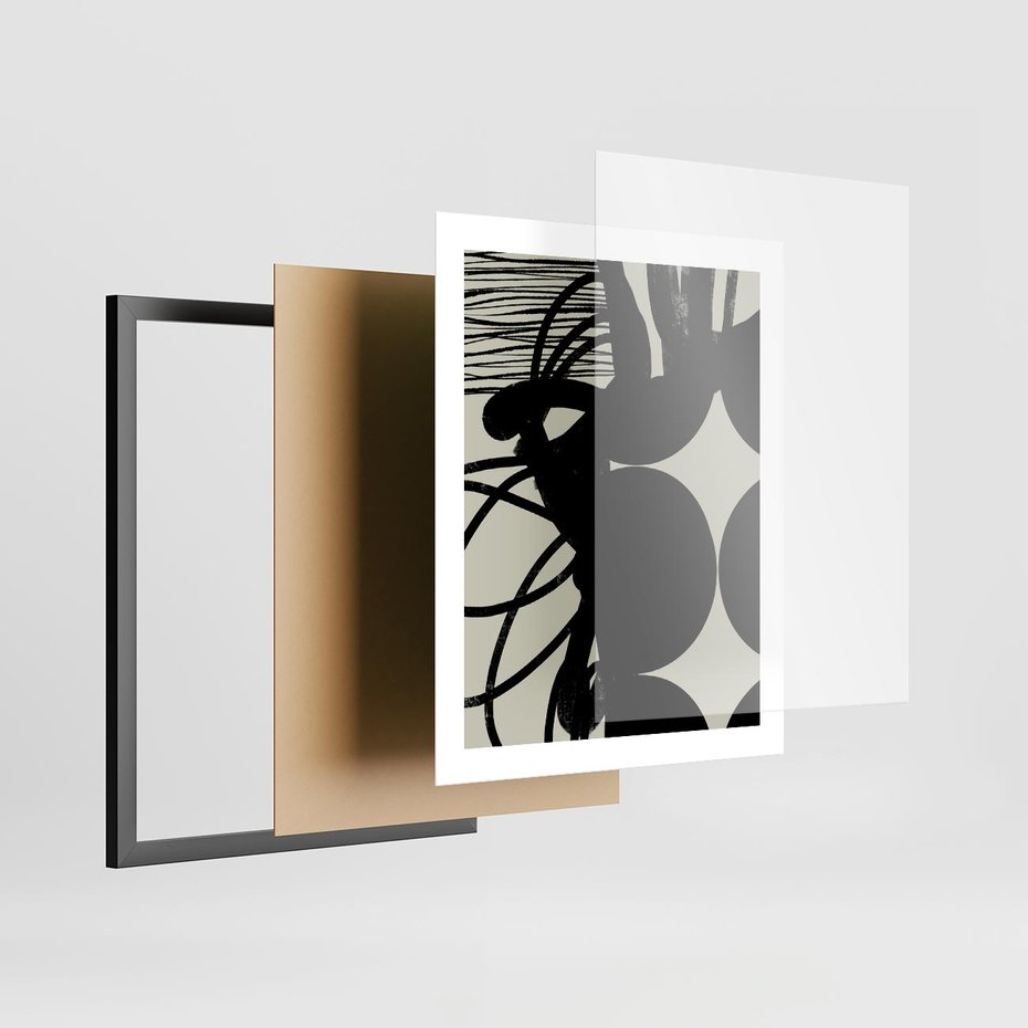 Plakat w ramie 40x50 - Modernistyczne Refleksje - abstrakcja, mroczny klimat - rama czarna