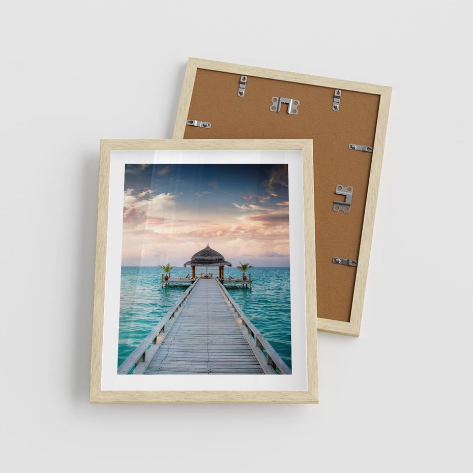 Plakat w ramie 40x50 - Morski Pomost - morze, pomost - rama drewno